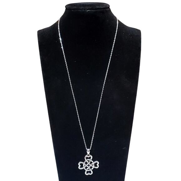 925 Celtic Infinity Heart Necklace 10" Silver Vtg - Picture 1 of 7